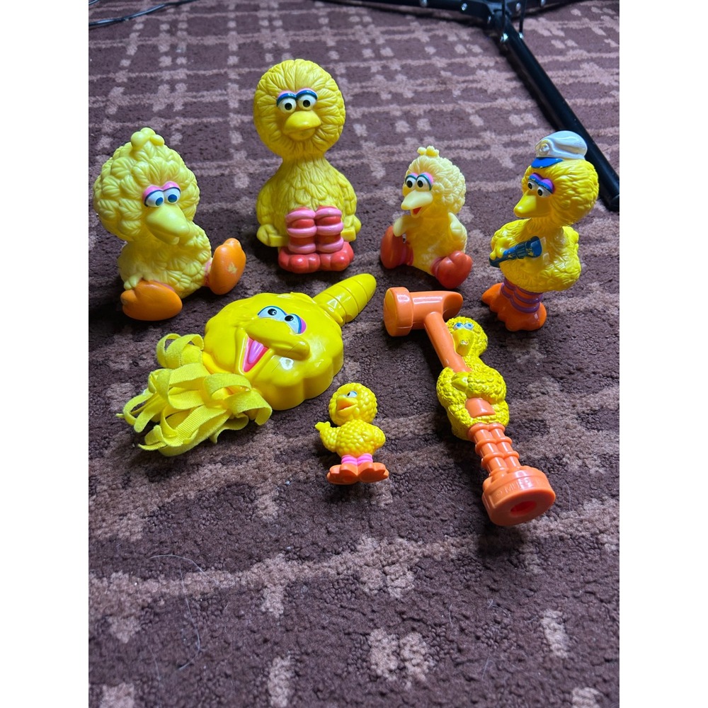 Vintage Sesame Street Big‎ Bird Toy Lot Playskool Mattel PVC Figures Hammer
